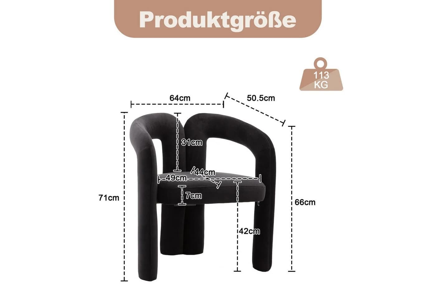 BlingBin Polsterstuhl 2er Set Samt Esszimmerstuhl mit Armlehnen - Bild 3