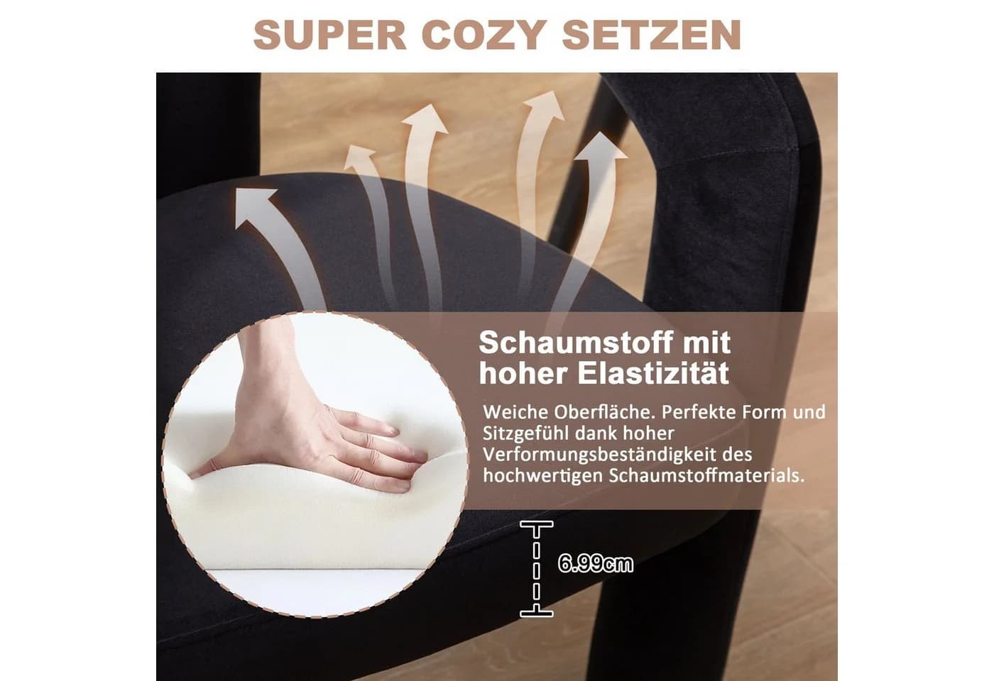 BlingBin Polsterstuhl 2er Set Samt Esszimmerstuhl mit Armlehnen - Bild 5