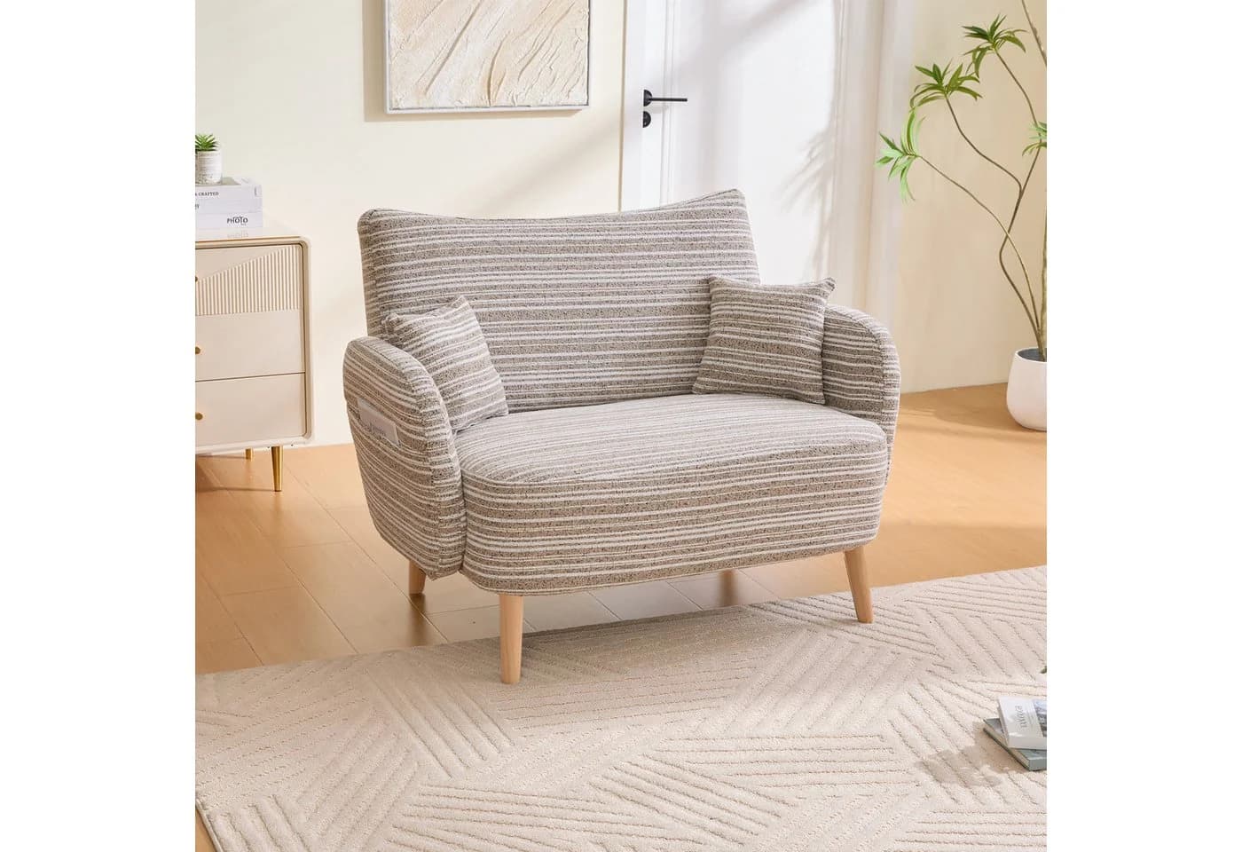 BlingBin 2-Sitzer Polstersofa mit Armlehne, Doppelsofa mit 2 Kissen, Zweisitzer-Sofa, modernes Sofa, für Schlafzimmer, Zimmer, Wohnungen - Bild 2