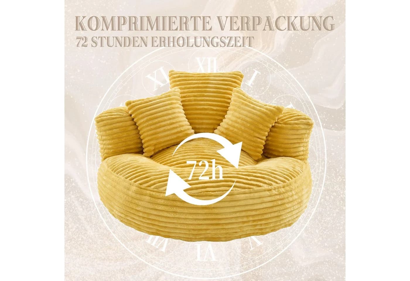 BlingBin Sitzsack Cordstoff-Sofa, Lazy Sofa, Beige, Gelb, Smaragdgrün, Dunkelgrau - Bild 4