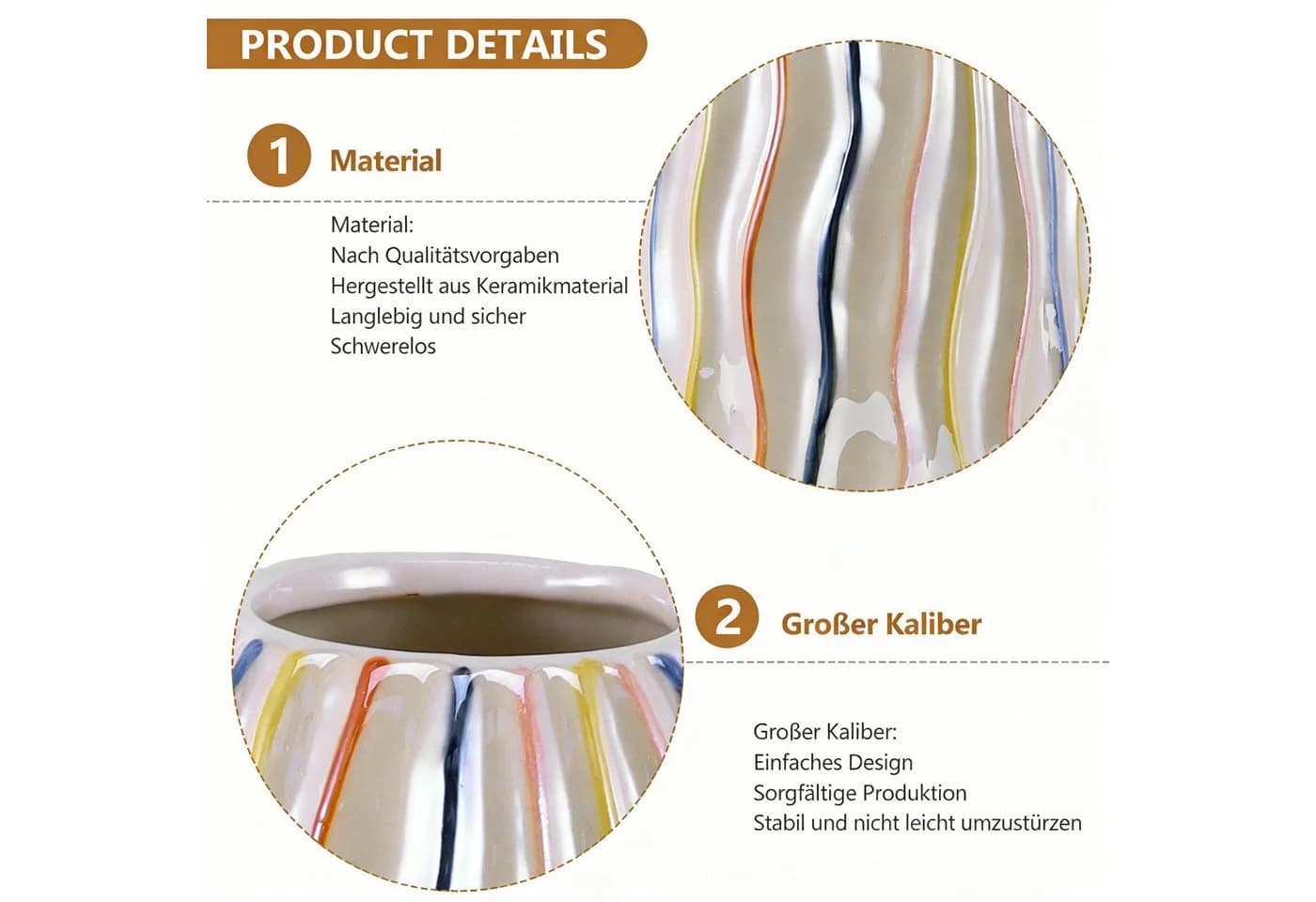 BlingBin Dekovase Keramik Regenbogen Boho-Stil 21,3 cm - Bild 5