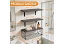 BlingBin Wandregal 3er-Set mit Drahtkorb Paulownia-Holz Bild 1