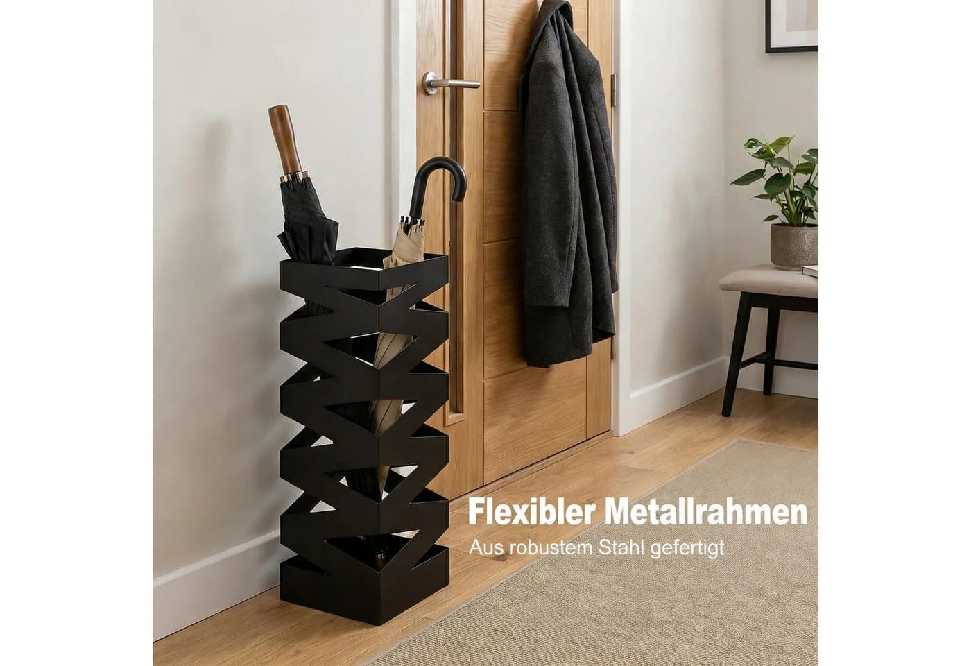 BlingBin Schirmständer Schwarz Metall mit Abtropfschale - Bild 3