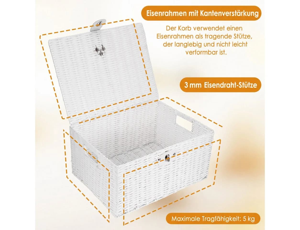 BlingBin Aufbewahrungskorb 3er Set Weiß PP-Rattan mit Deckel - Bild 5