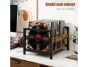 BlingBin Plattenständer Retro Braun-Schwarz Holz Metall Vinyl Regal Bild 1