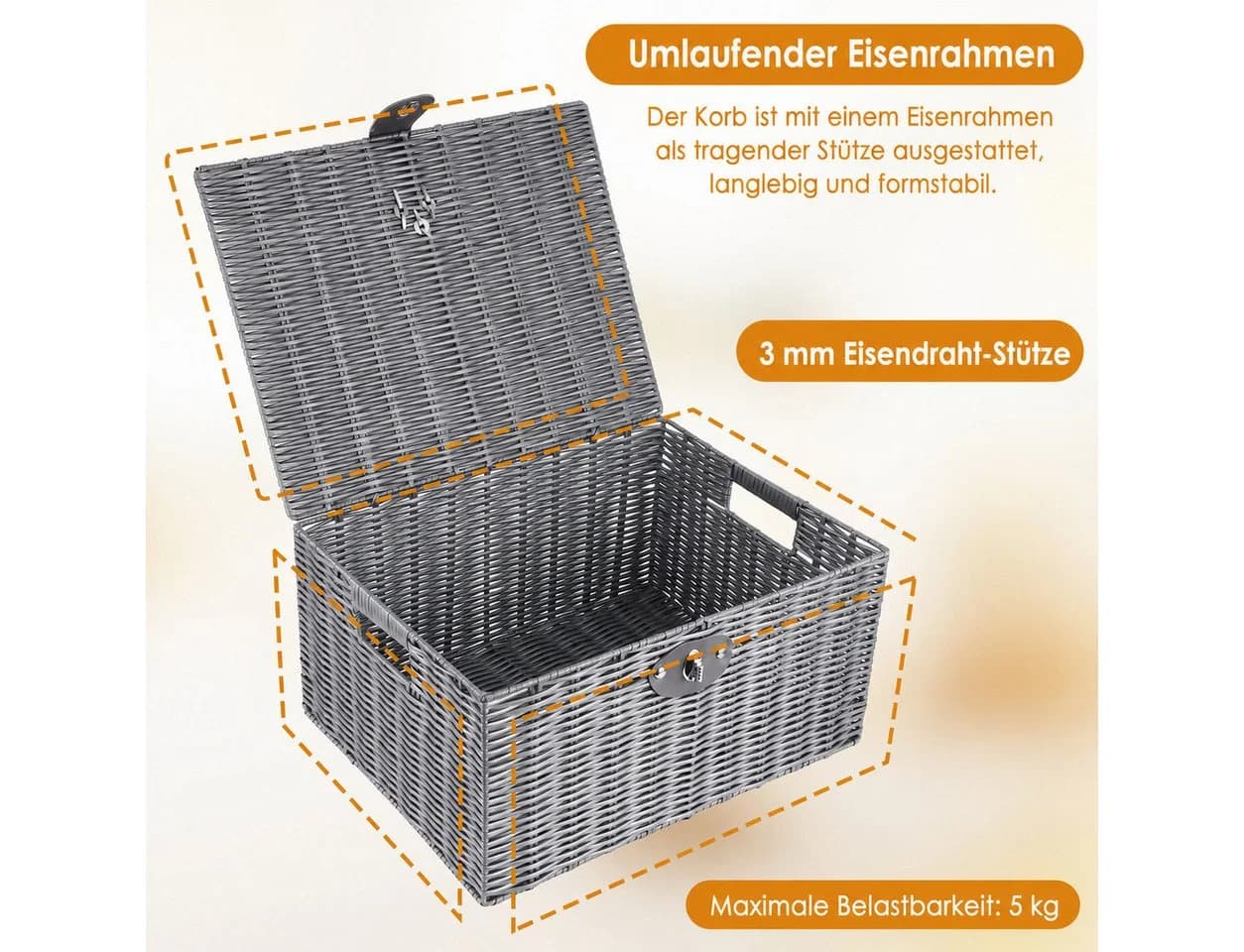 BlingBin Aufbewahrungskorb 3er Set Grau mit Deckel - Bild 3