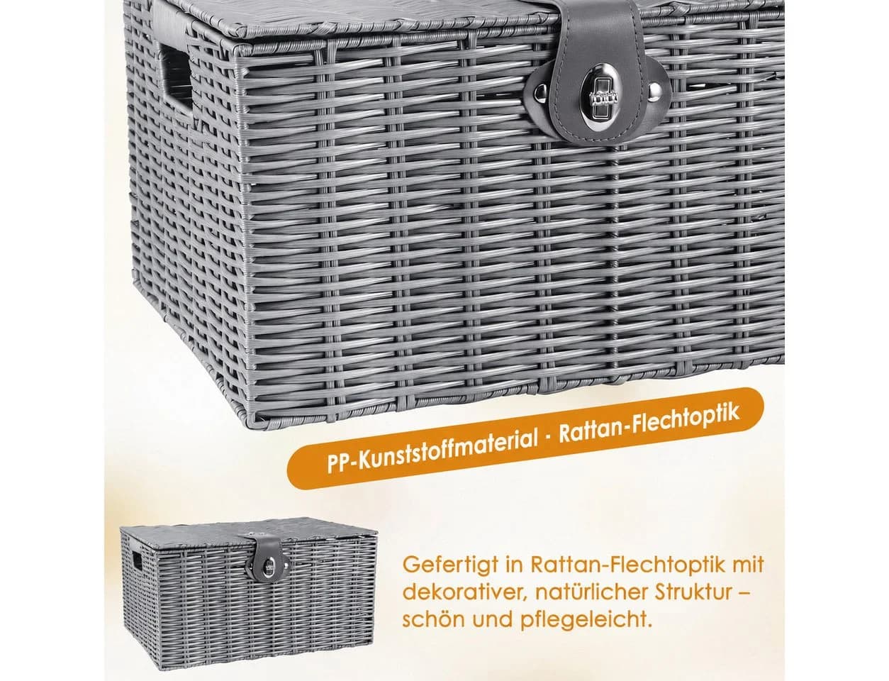 BlingBin Aufbewahrungskorb 3er Set Grau mit Deckel - Bild 5