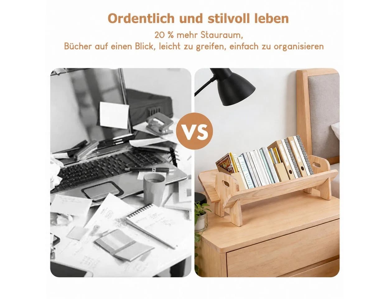 BlingBin Bücherregal Kiefernholz V-Design Organizer - Bild 4