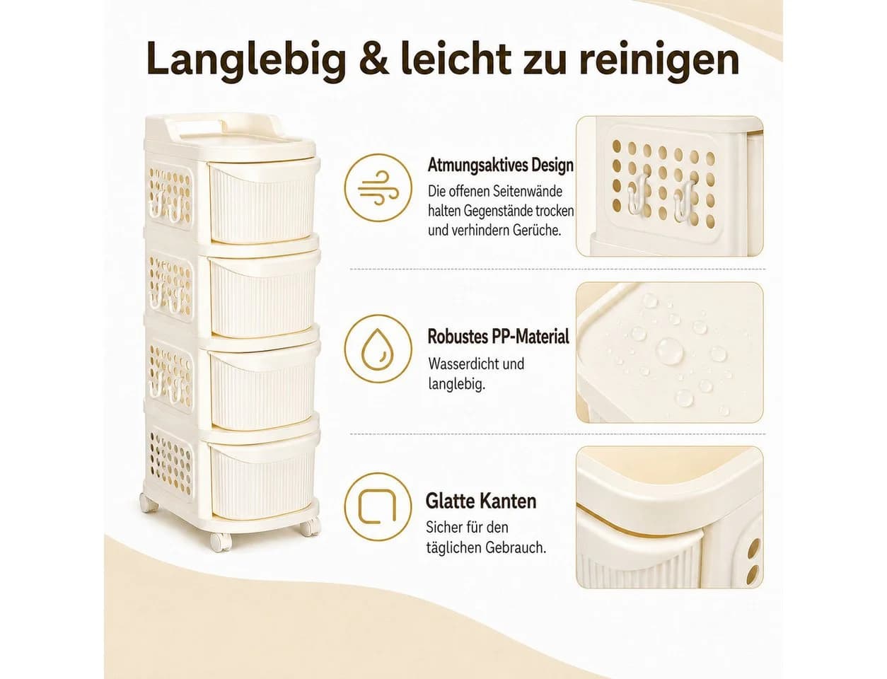 BlingBin Rollwagen 4 Schubladen mit Lochplatte, Haken & Rollen - Bild 4