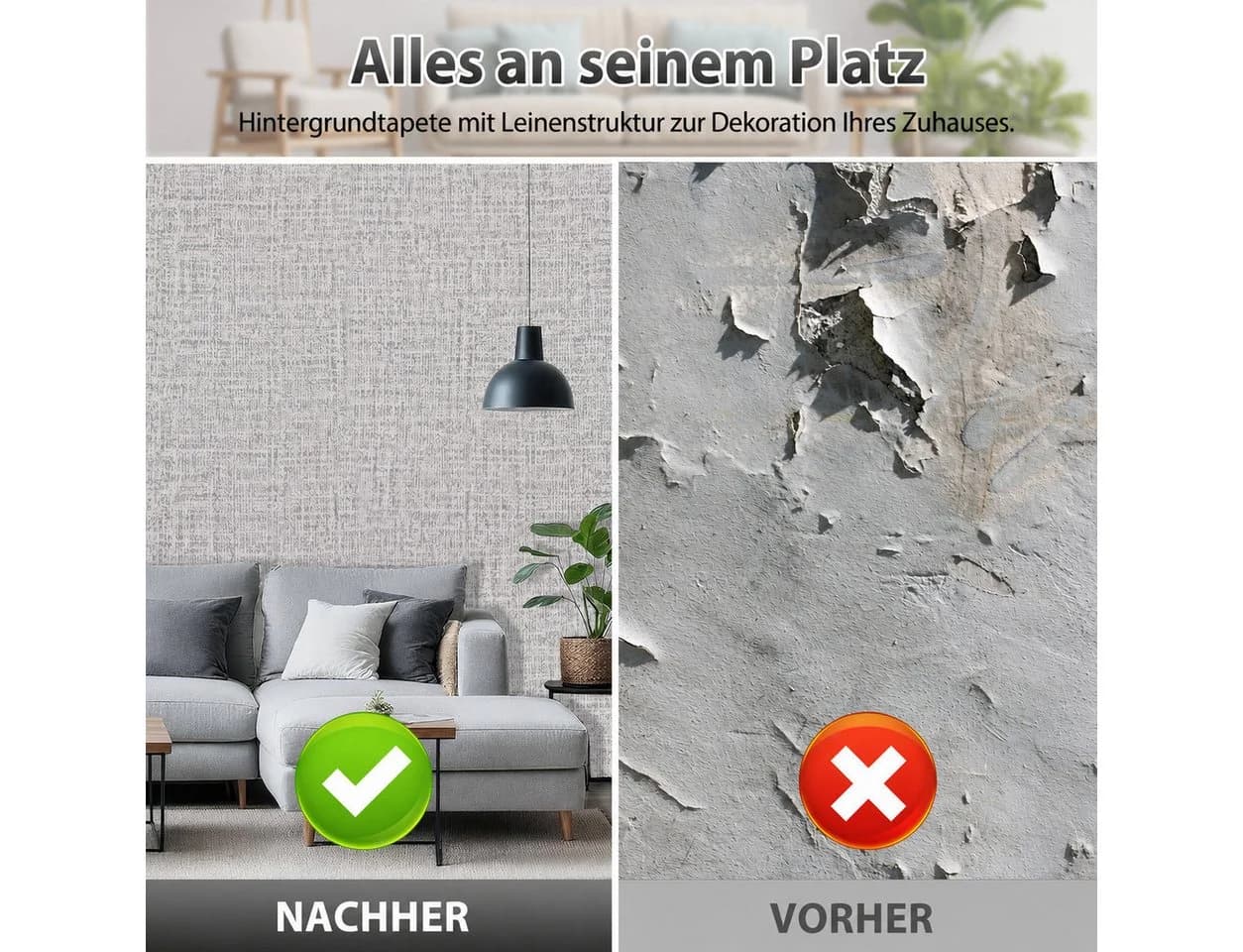 BlingBin Selbstklebende Vinyltapete Leinenstruktur PVC - Bild 4