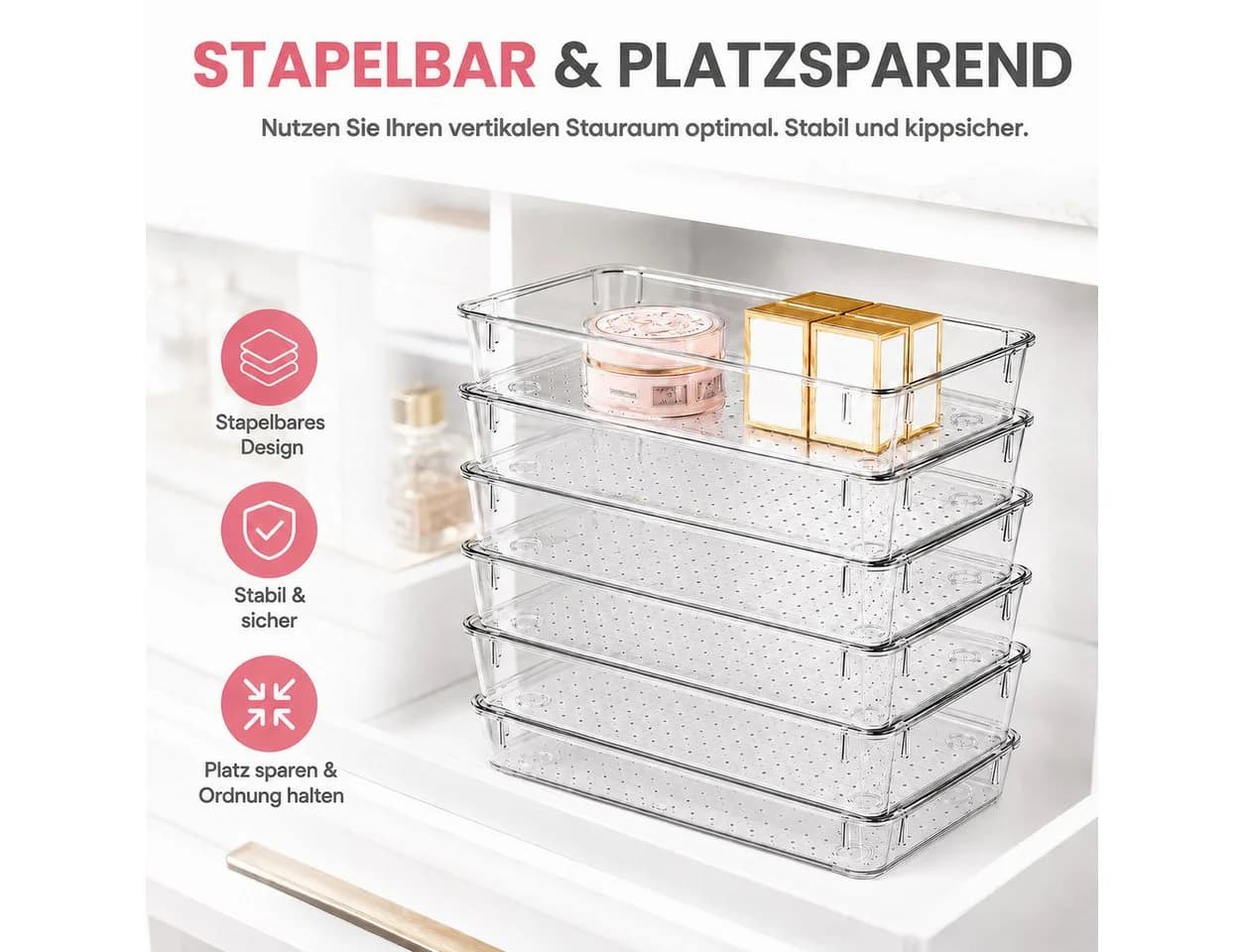 BlingBin Schubladenorganizer Set Transparent PS-Kunststoff 17/24-tlg. - Bild 3