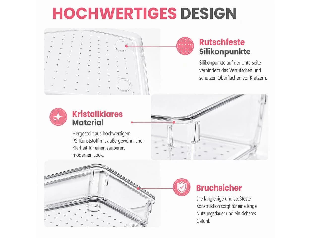 BlingBin Schubladenorganizer Set Transparent PS-Kunststoff 17/24-tlg. - Bild 4