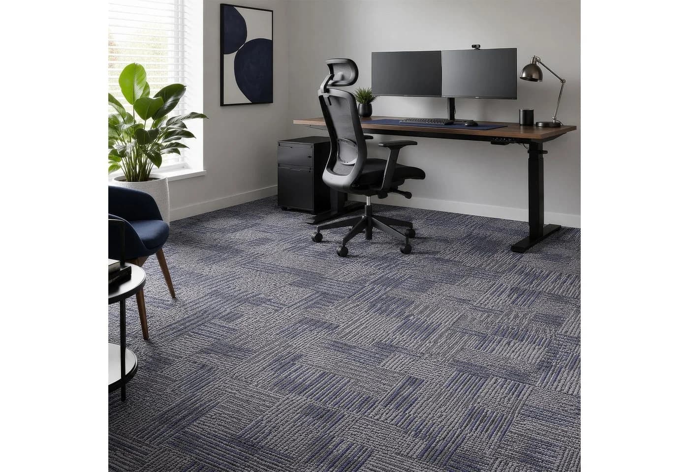 BlingBin Selbstklebende Teppichfliese Grau-Blau 45,7x45,7 cm