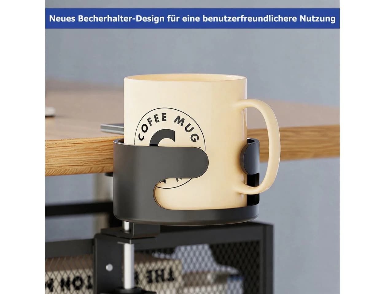 BlingBin Untertisch-Organizer mit Getränkehalter 360° drehbar - Bild 5