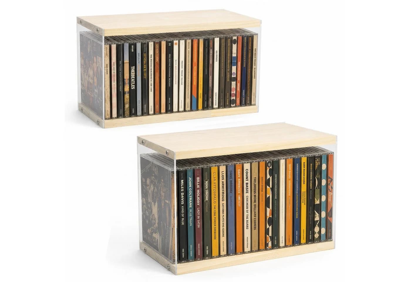 BlingBin CD-Regal 2-tlg. Holz & Acryl Stapelbar Transparent - Bild 2