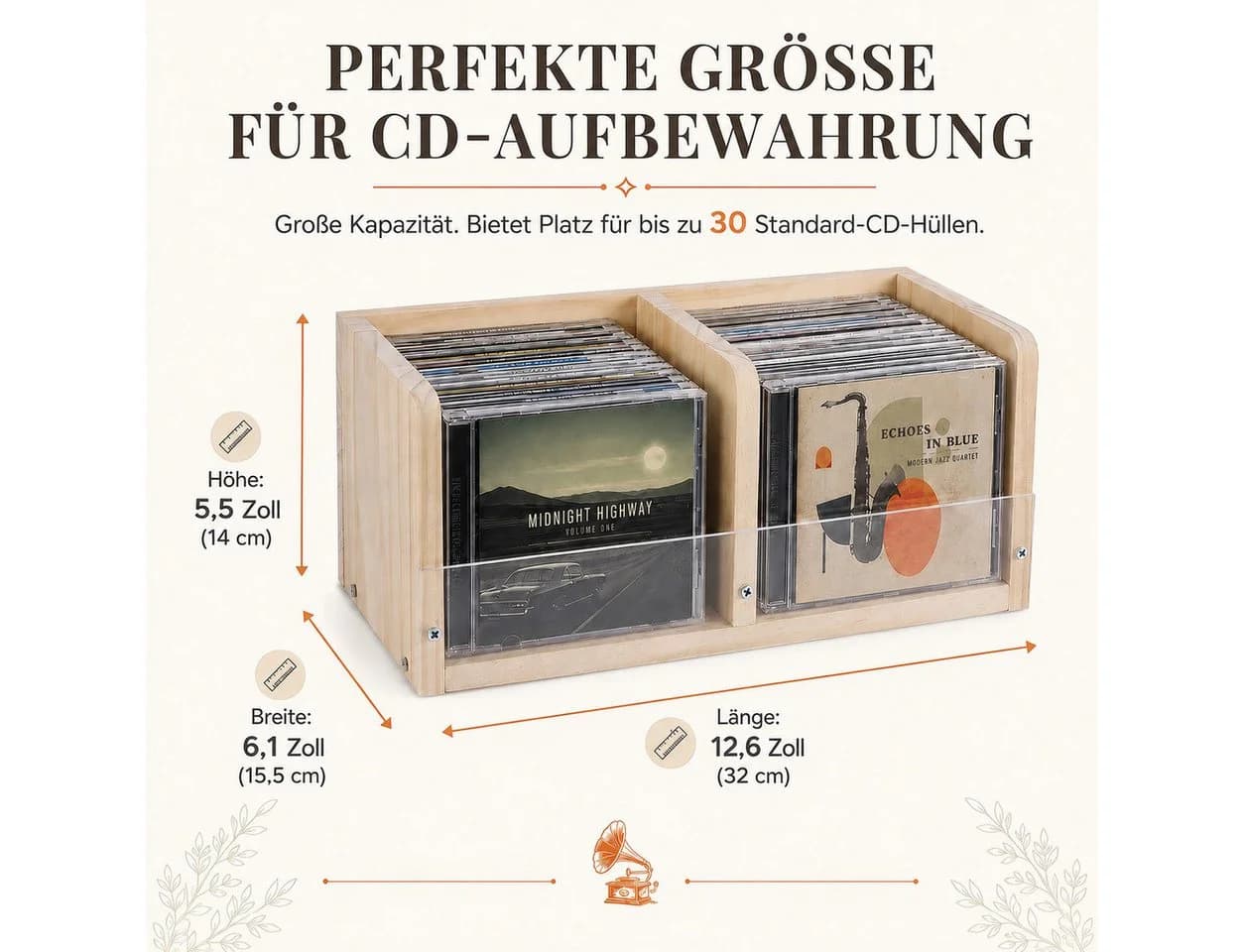 BlingBin CD-Regal 2 Ebenen Holz Acryl Transparent - Bild 3