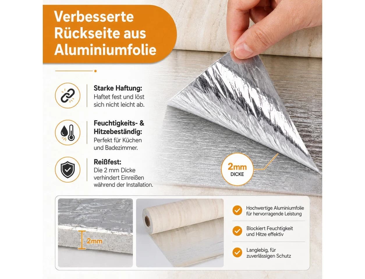 BlingBin Wandfolie Travertin Steinoptik Selbstklebend Grau - Bild 5