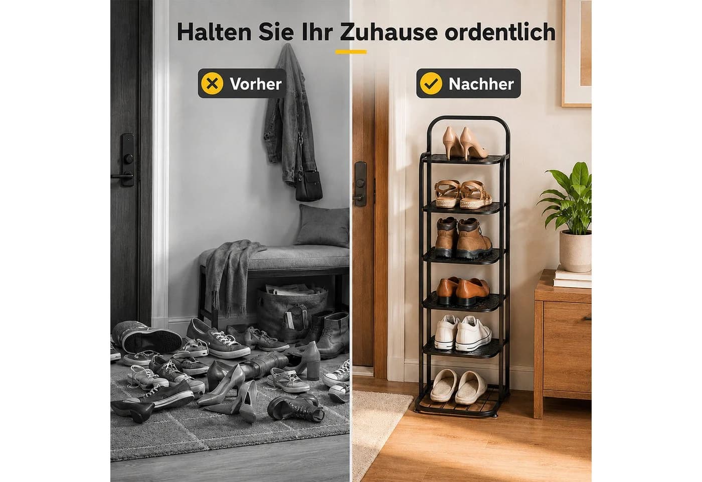 BlingBin Schuhregal 6 Ebenen Schwarz Metall - Bild 4