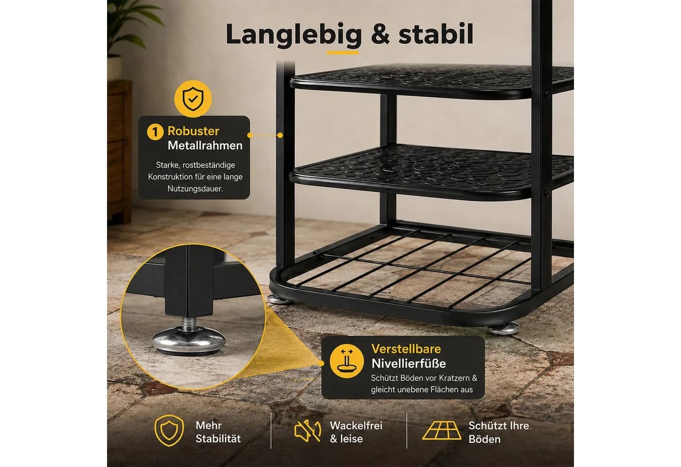 BlingBin Schuhregal 6 Ebenen Schwarz Metall - Bild 5