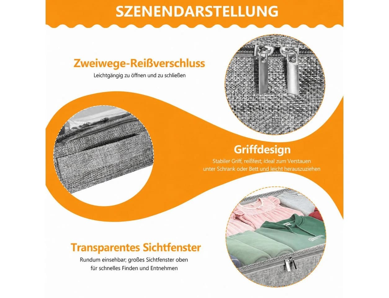 BlingBin Unterbettkommode 4er-Set Grau mit transparentem Deckel - Bild 3