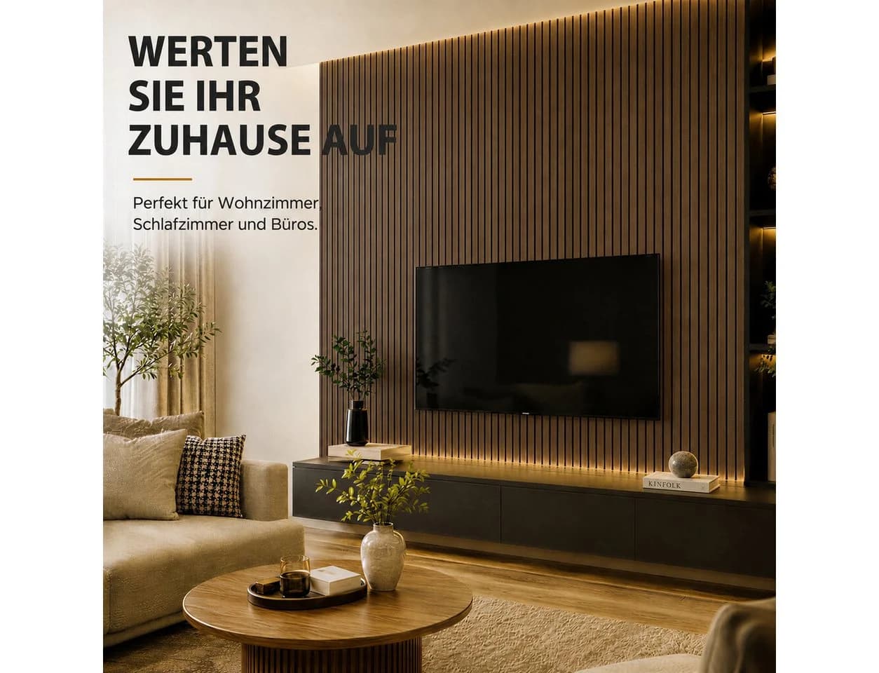 BlingBin Selbstklebendes 3D Wandpaneel Holzoptik Braun - Bild 5