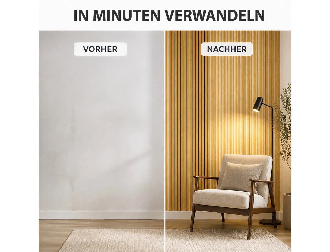 BlingBin Selbstklebendes 3D Wandpaneel Gold Holzoptik - Bild 5