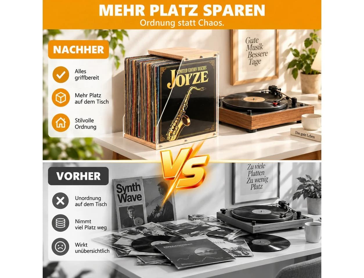 LEMLIT Plattenständer aus Massivholz & Acryl, transparent/natur - Bild 4