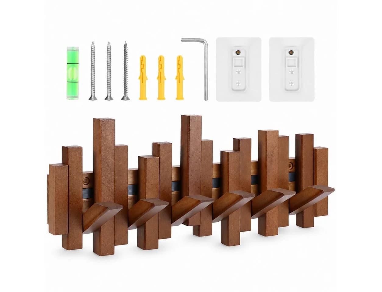 LEMLIT Wandgarderobe mit 6 Klapphaken Walnuss-Optik - Bild 2