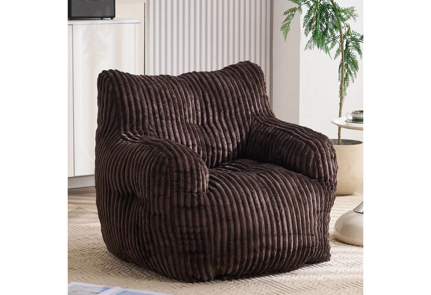 BlingBin Sitzsack Loungesessel Cord Braun Memory-Schaum - Bild 2