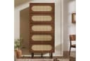 BlingBin Hochschrank Nussbaum mit Rattan Fronten & Metallbeinen Bild 1