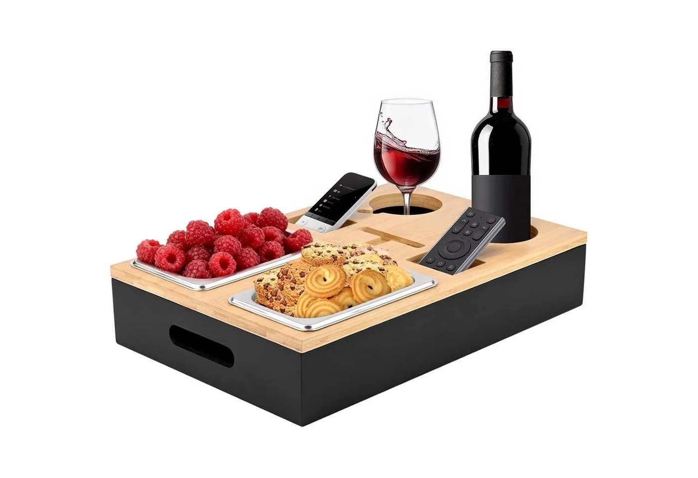 AIMAX Tabletttisch Couchbar Snackbox Schwarz mit 2 Snackschalen - Bild 2