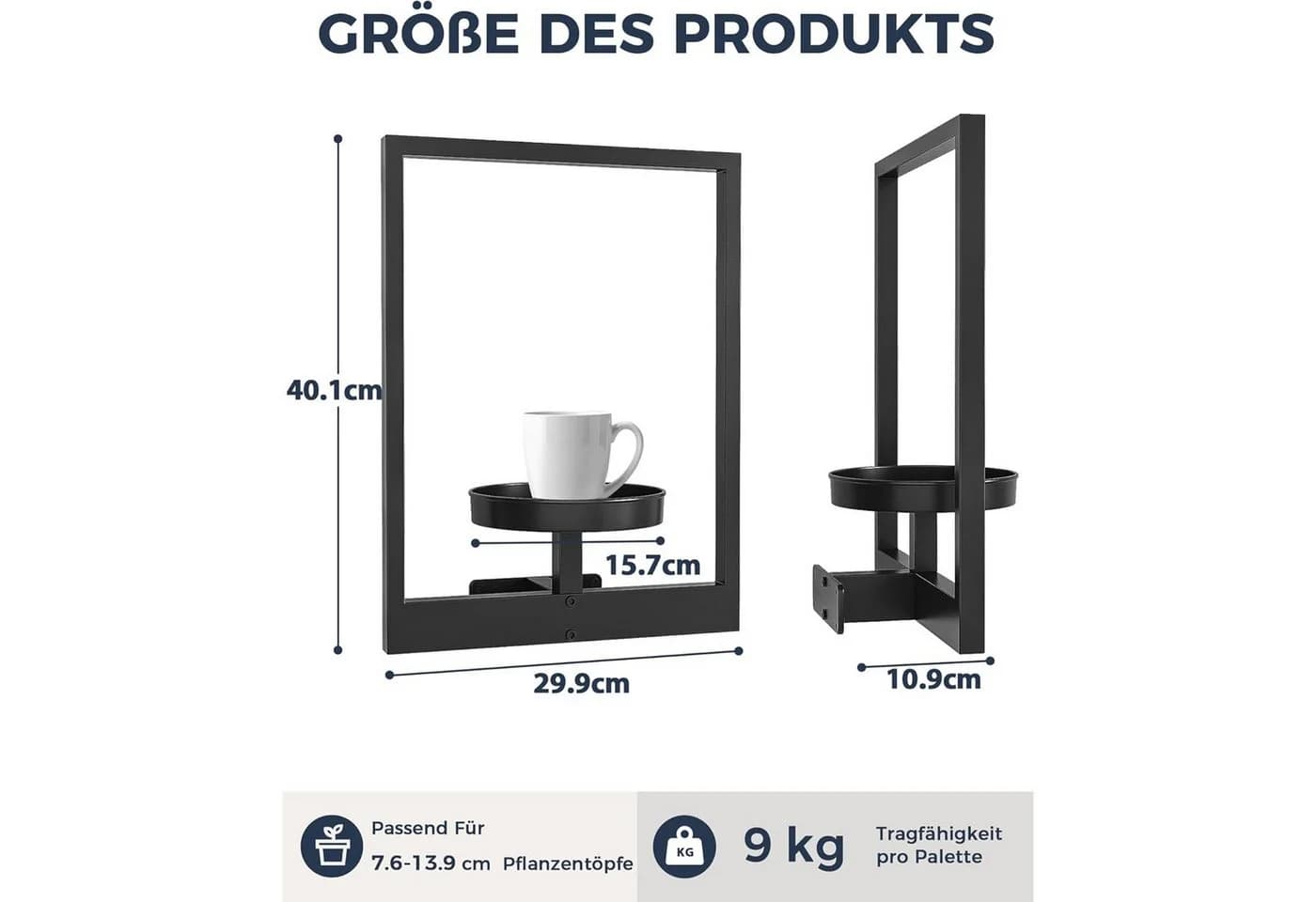 AIMAX Wand-Pflanzenständer 3er-Set Schwarz Metall