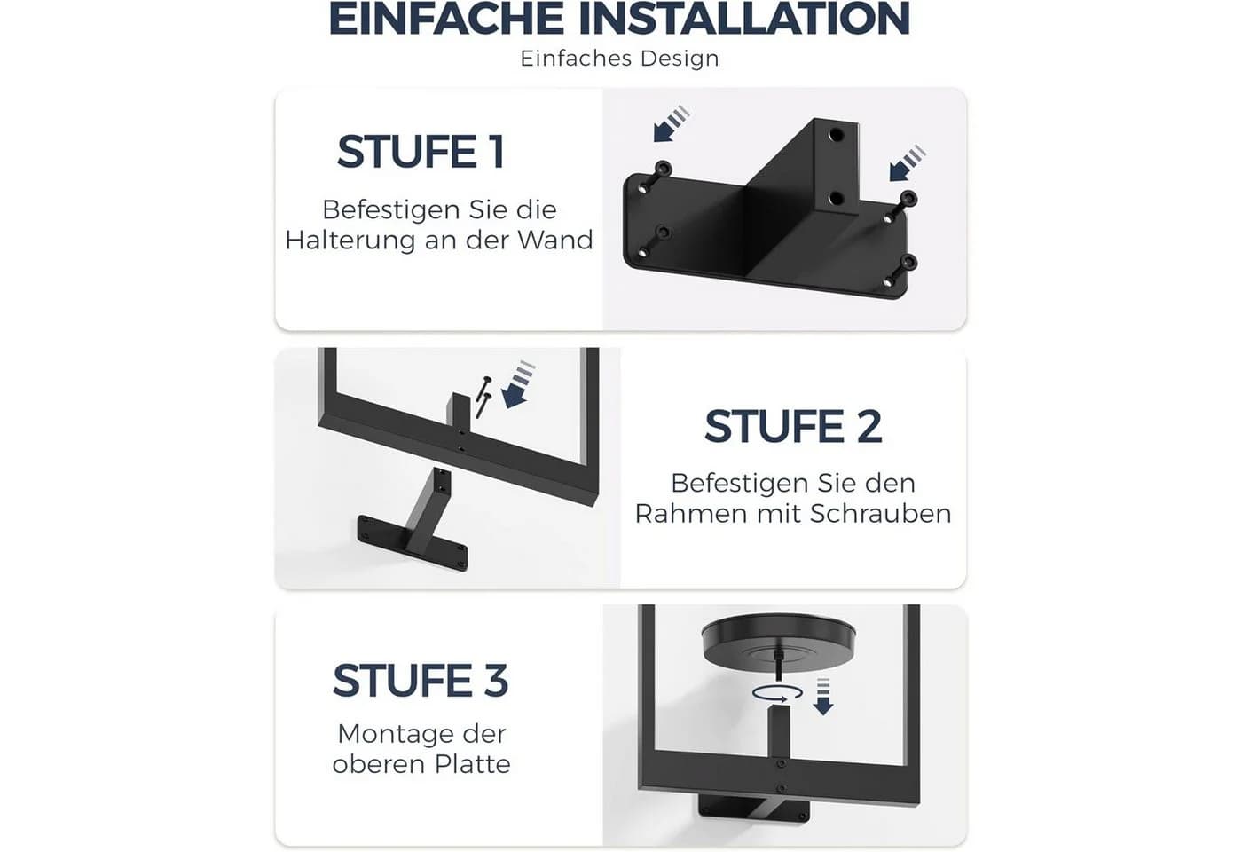 AIMAX Wand-Pflanzenständer 3er-Set Schwarz Metall - Bild 4