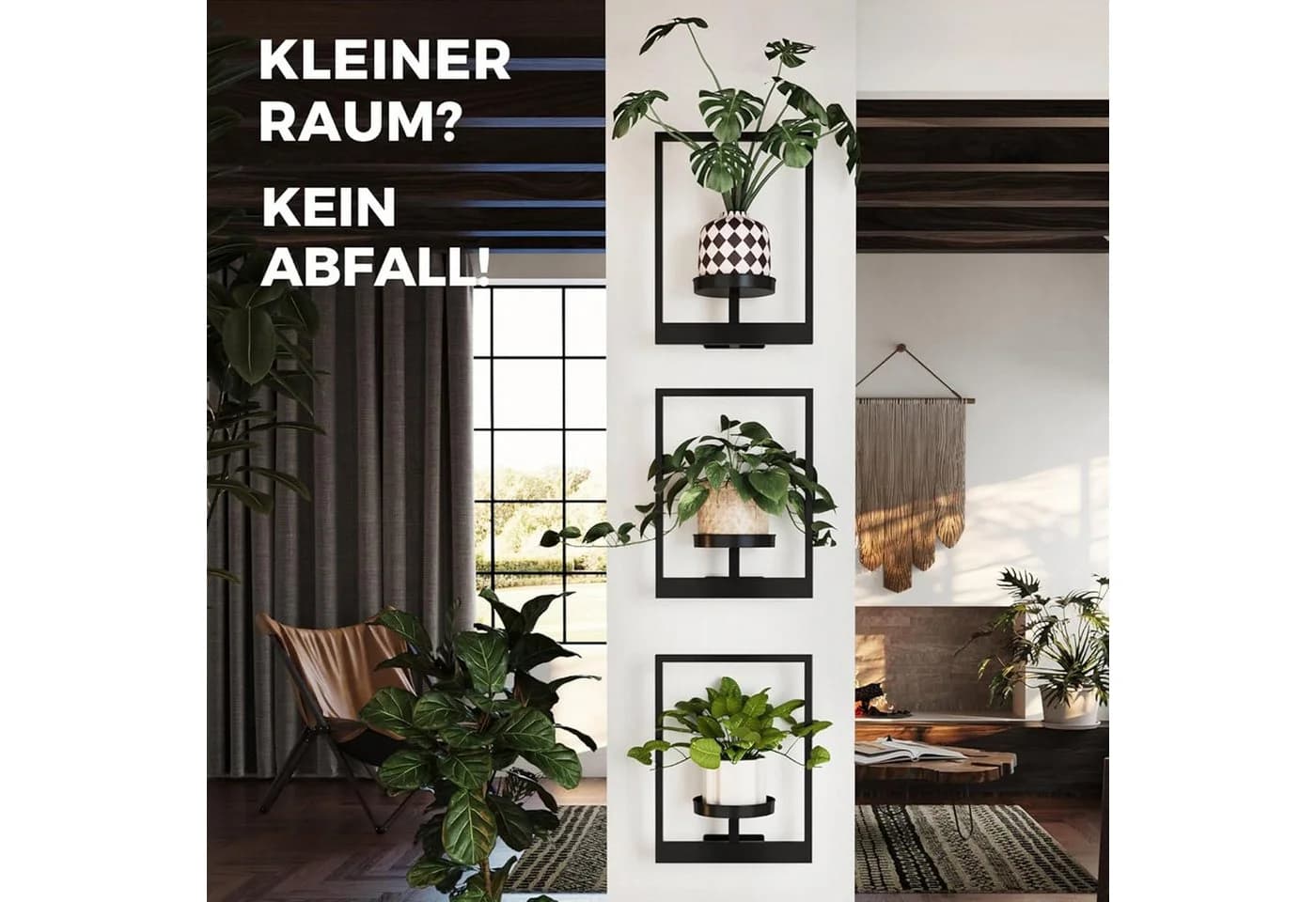 AIMAX Wand-Pflanzenständer 3er-Set Schwarz Metall - Bild 5