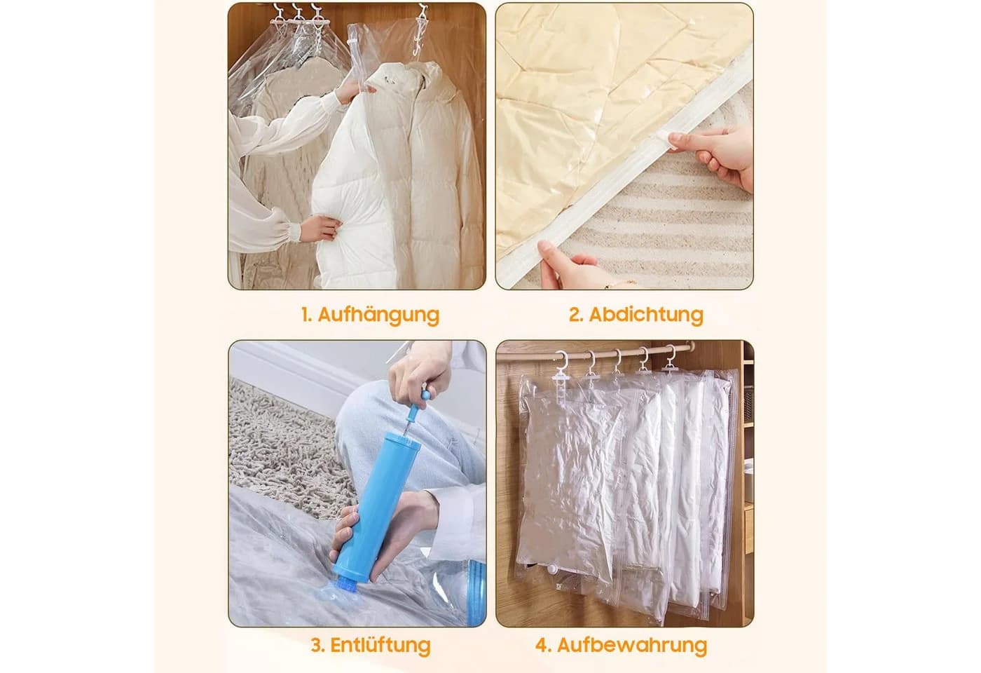 AIMAX Hängende Vakuumbeutel Set 4 St. mit Handpumpe - Bild 3