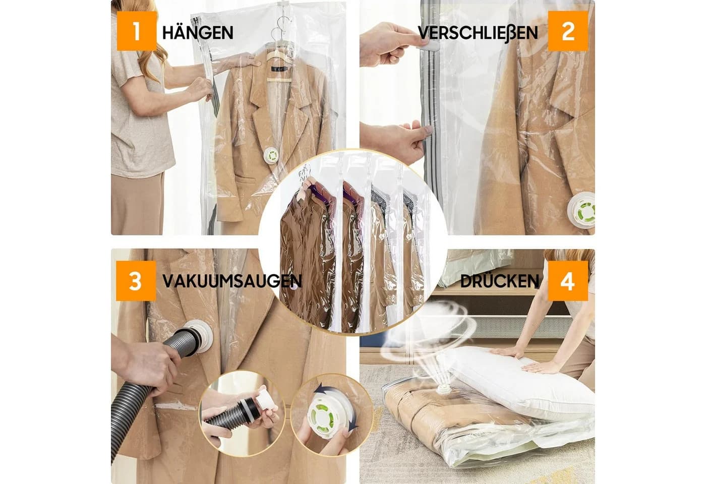 AIMAX Hängende Vakuumbeutel Set 4 St. mit Handpumpe - Bild 4
