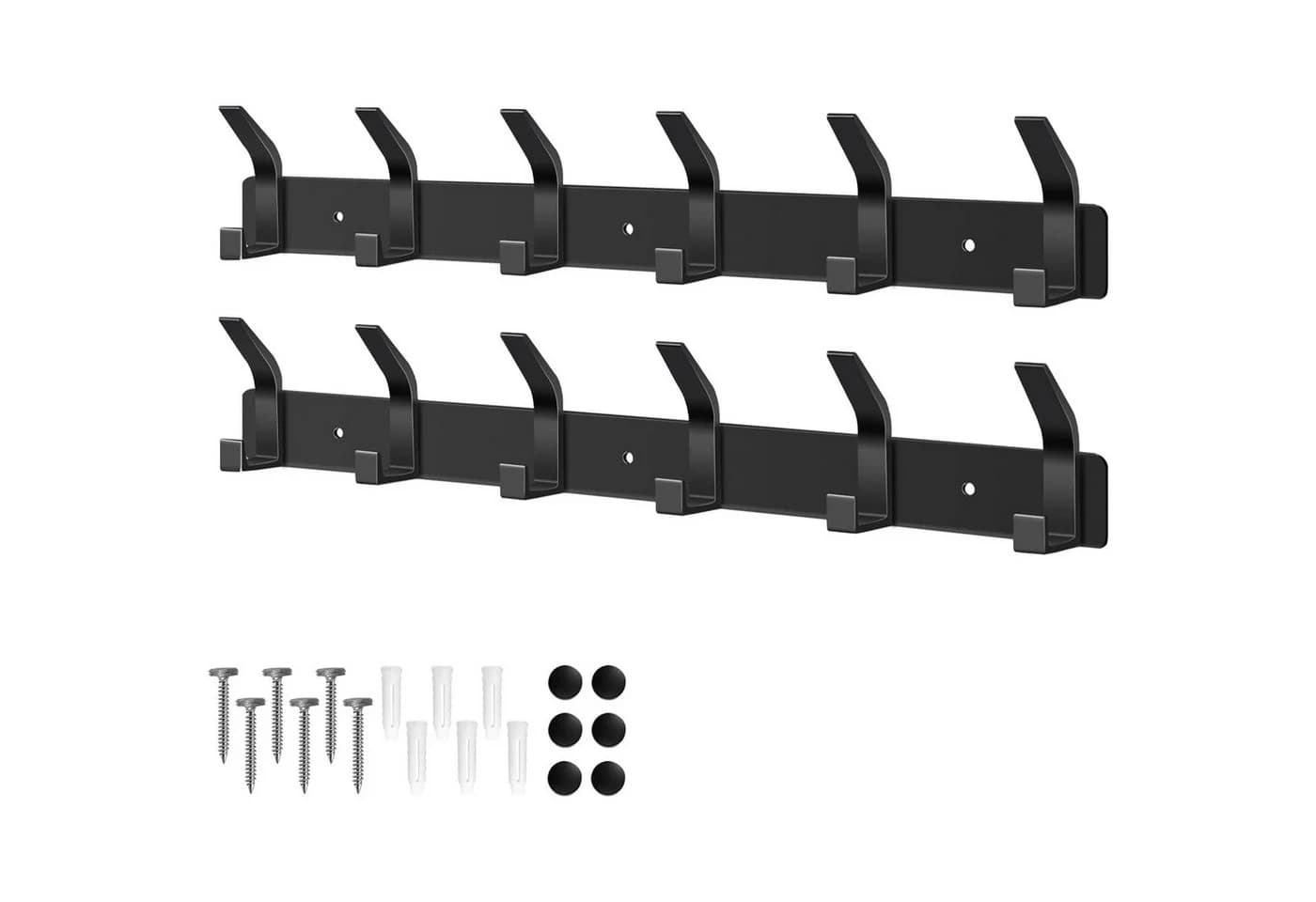 AIMAX Garderobenhaken Wandgarderobe aus Metall Schwarz 2 Stück - Bild 2