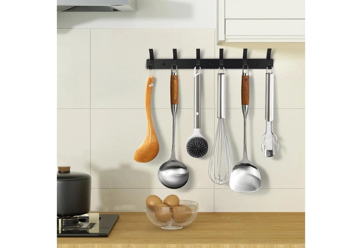 AIMAX Garderobenhaken Wandgarderobe aus Metall Schwarz 2 Stück - Bild 4