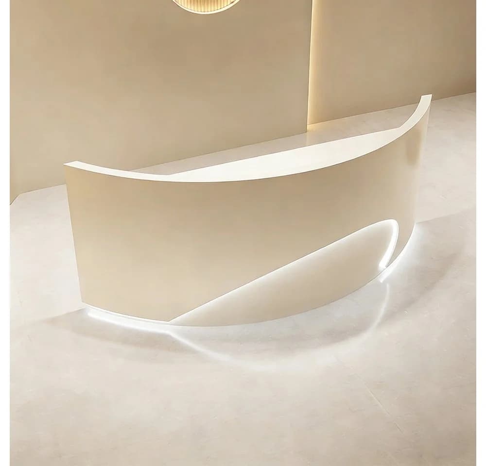 Muxing Empfangstheke Kassentheke mit LED Tresen Gewerbe Weiß/Beige - Bild 3