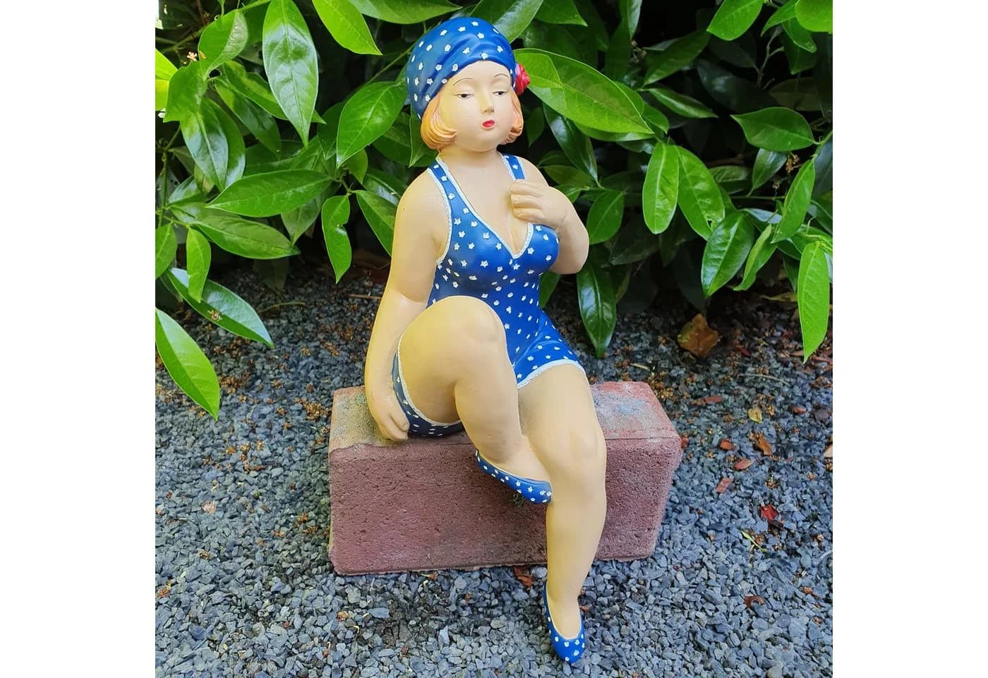 Aspinaworld Gartenfigur Badenixe blau 32 cm