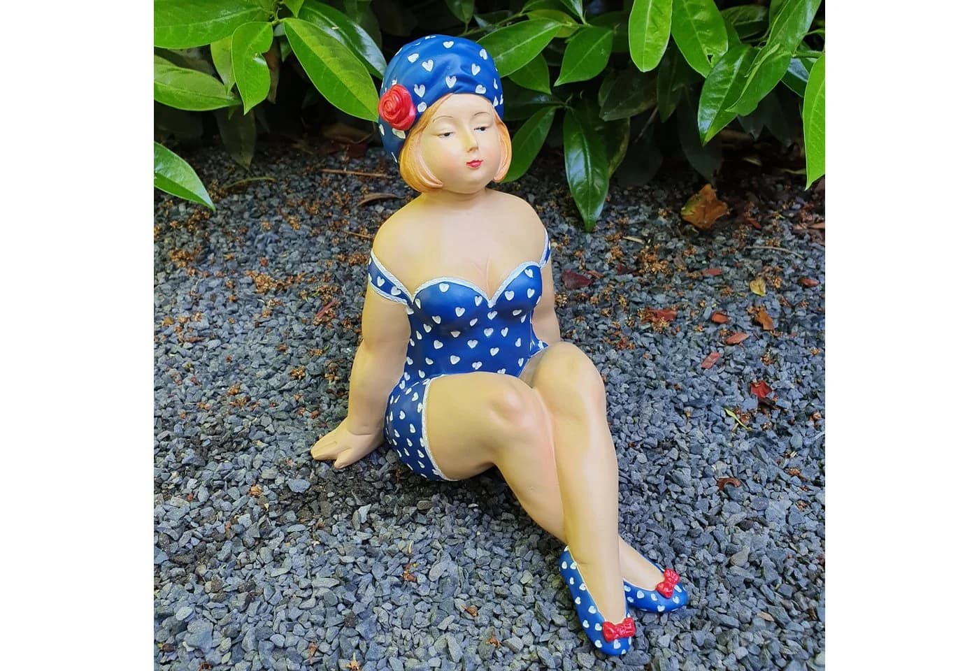 Aspinaworld Gartenfigur Badenixe Blau Kunstharz
