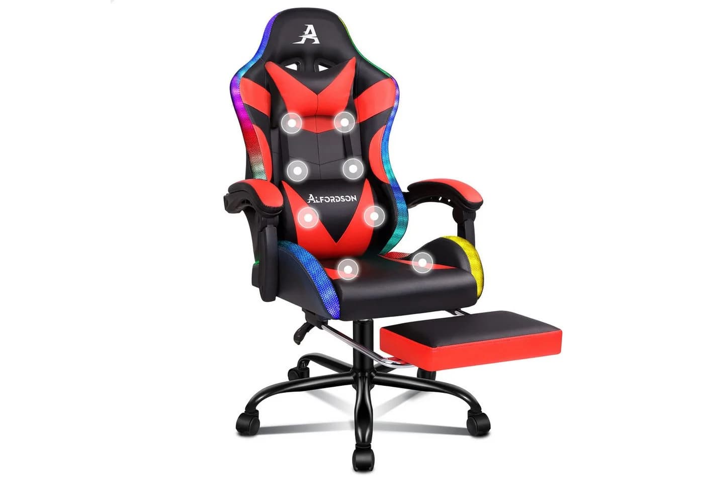ALFORDSON Gaming-Stuhl Massagestuhl mit LED, 150° Neigung, PU-Leder, 180 kg Tragkraft - Bild 2