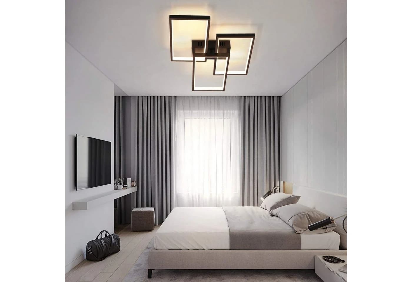 ZMH LED Deckenleuchte dimmbar mit Fernbedienung 63W Schwarz