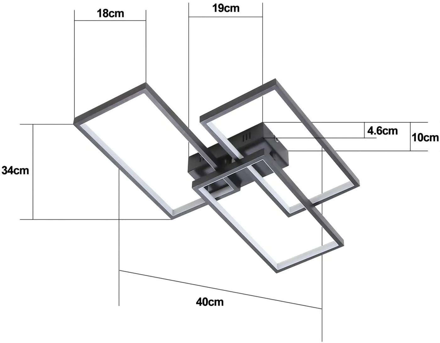 ZMH LED Deckenleuchte dimmbar mit Fernbedienung 63W Schwarz - Bild 5
