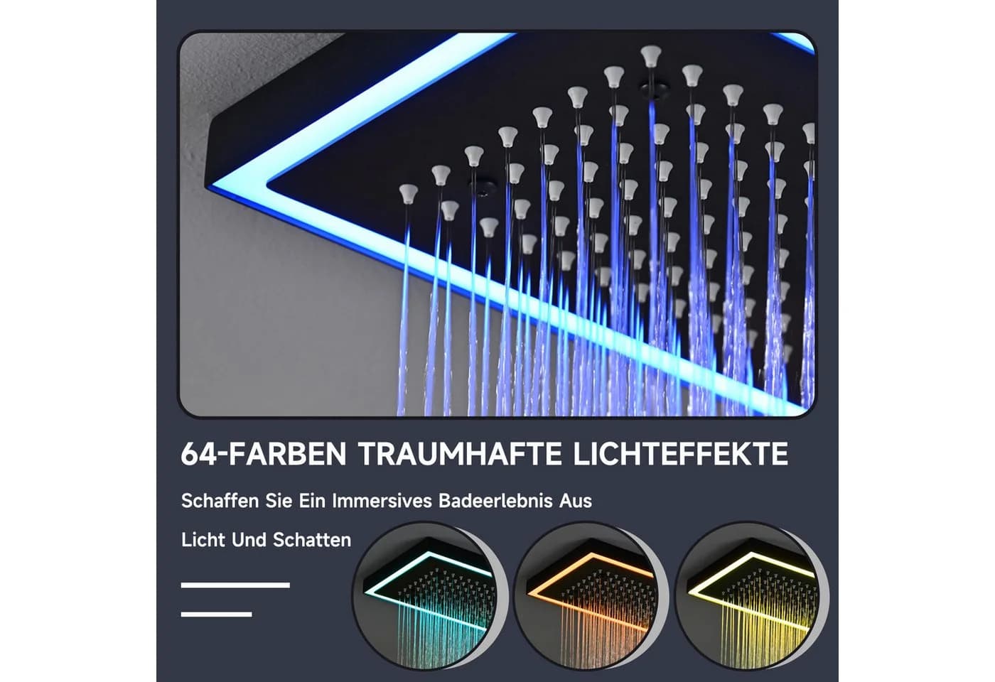 Oihpaw Duschsystem mit LED-Beleuchtung und Musikfunktion