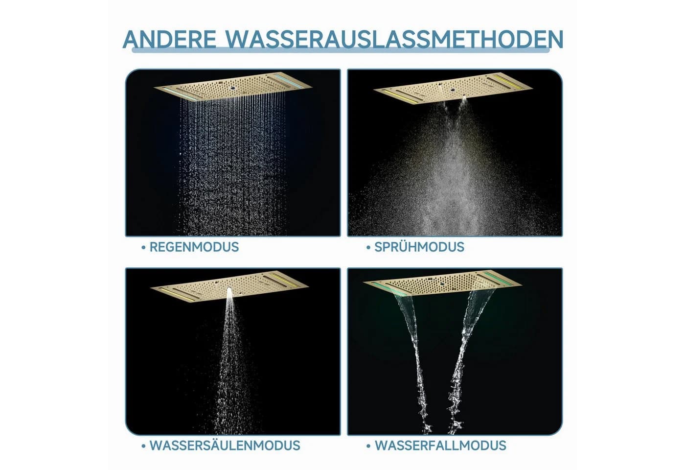 Oihpaw Duschsystem mit Konstanttemperatur, 5 Strahlmodi & LED-Licht - Bild 4