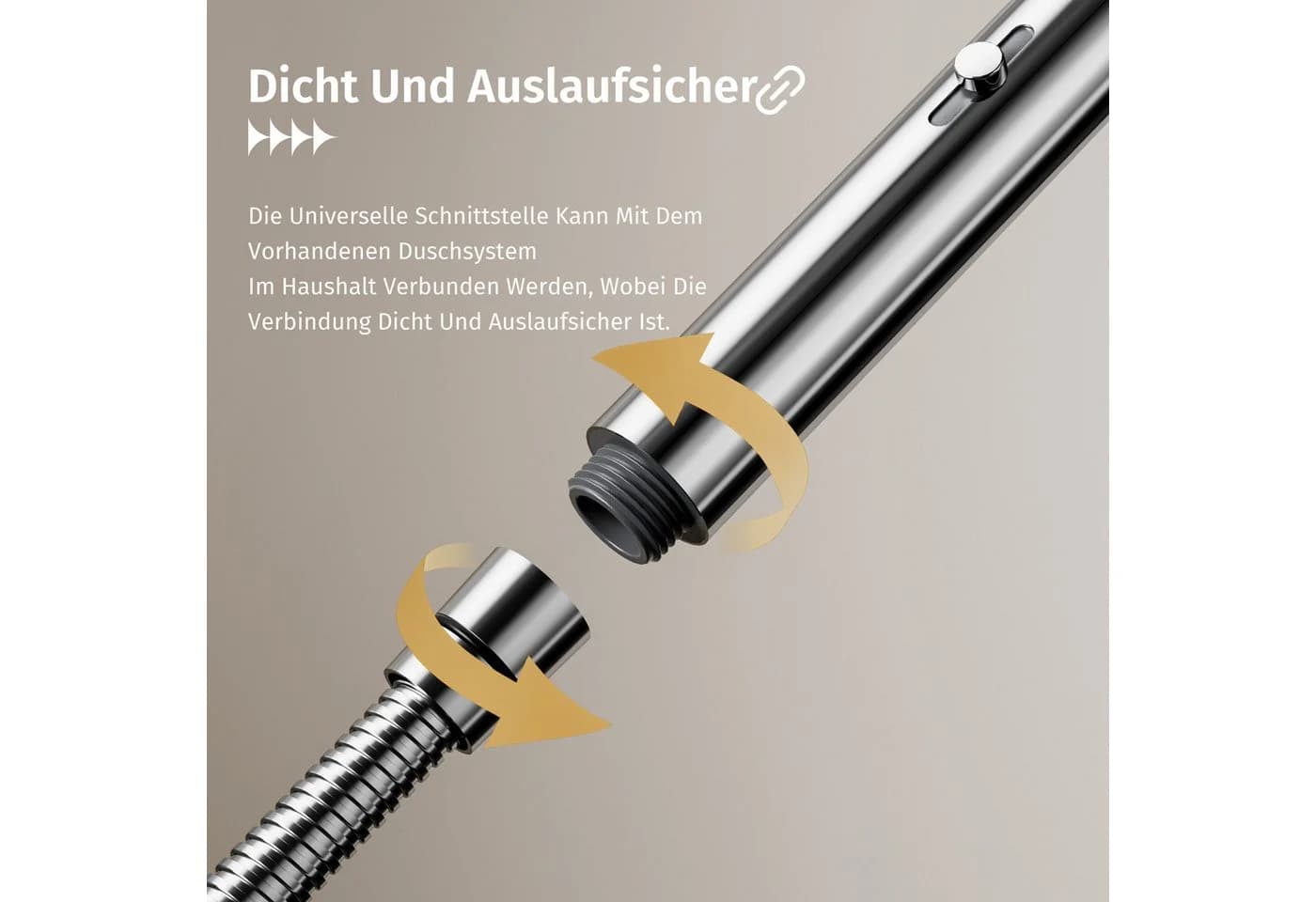 Oihpaw Handbrause mit Schlauch & Halterung 2 Modi Edelstahl Silber - Bild 4