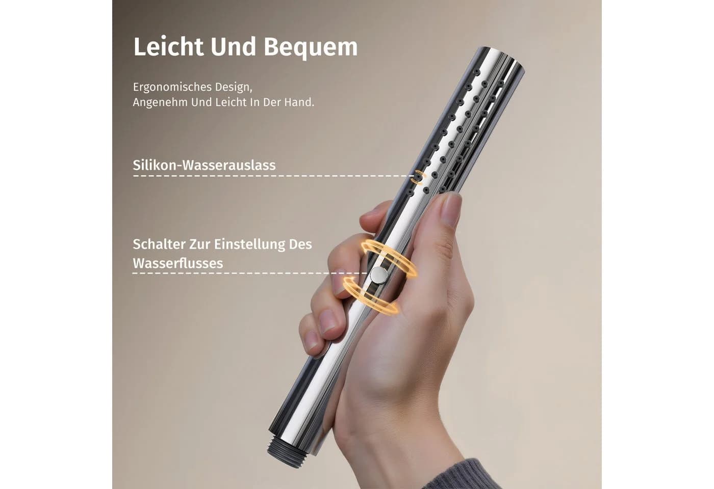 Oihpaw Handbrause mit Schlauch & Halterung 2 Modi Edelstahl Silber - Bild 5
