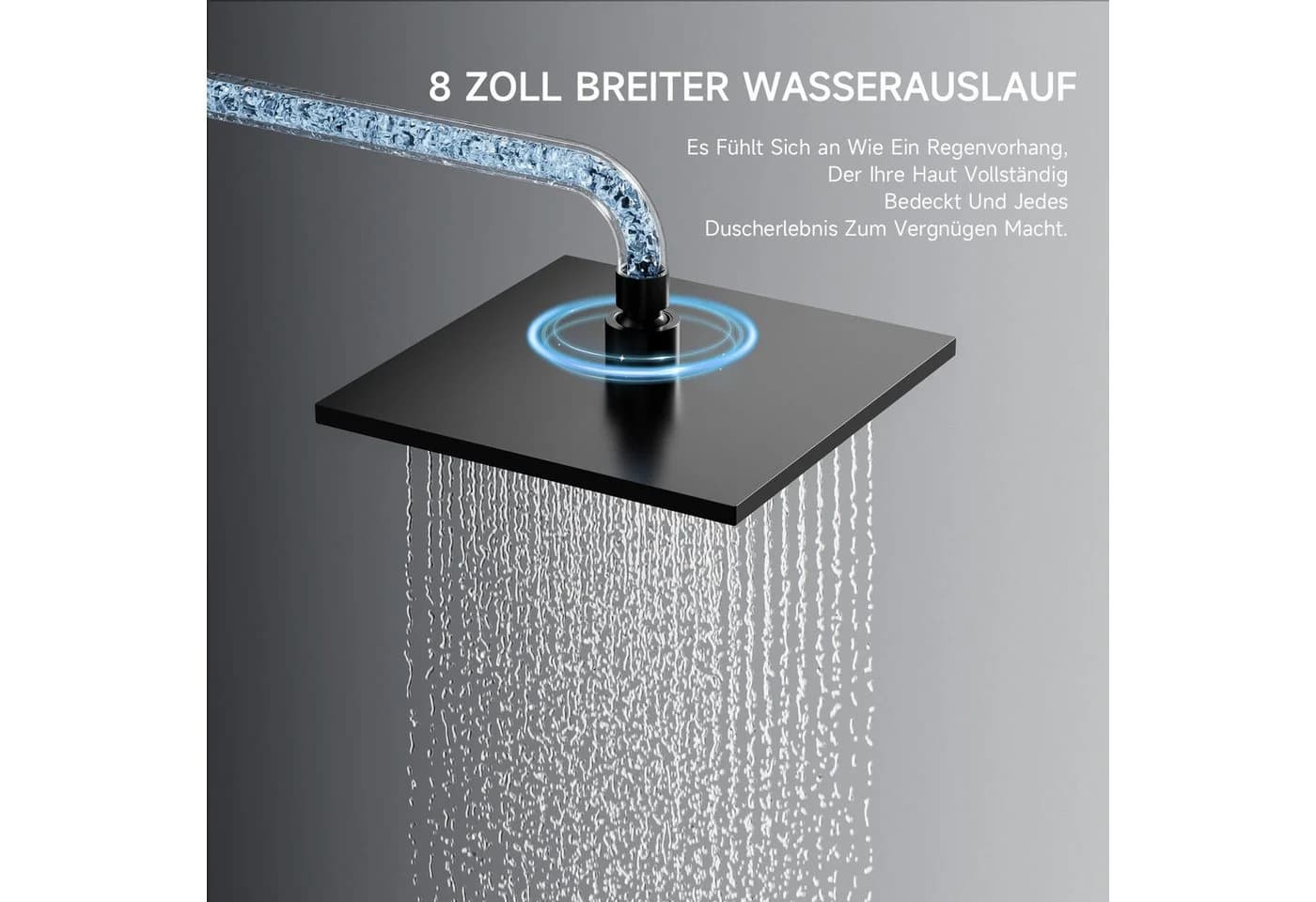 Oihpaw Regenduschkopf 200mm Edelstahl Schwarz/Gold 360° verstellbar - Bild 4