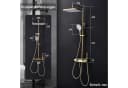 Oihpaw Duschsystem 4in1 Thermostat Regendusche Gebürstetes Gold Bild 1